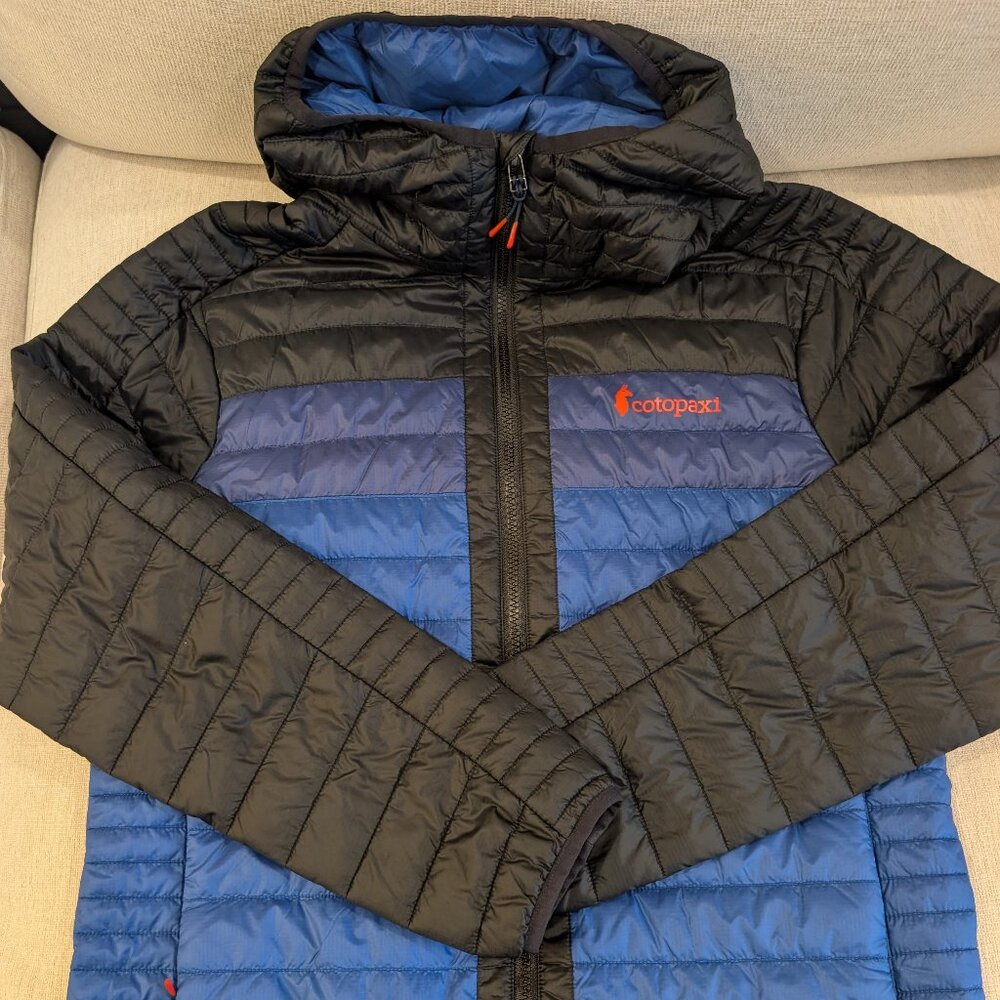 Cotopaxi Fuego Down Hooded Jacket - Men's Medium, Black Blue